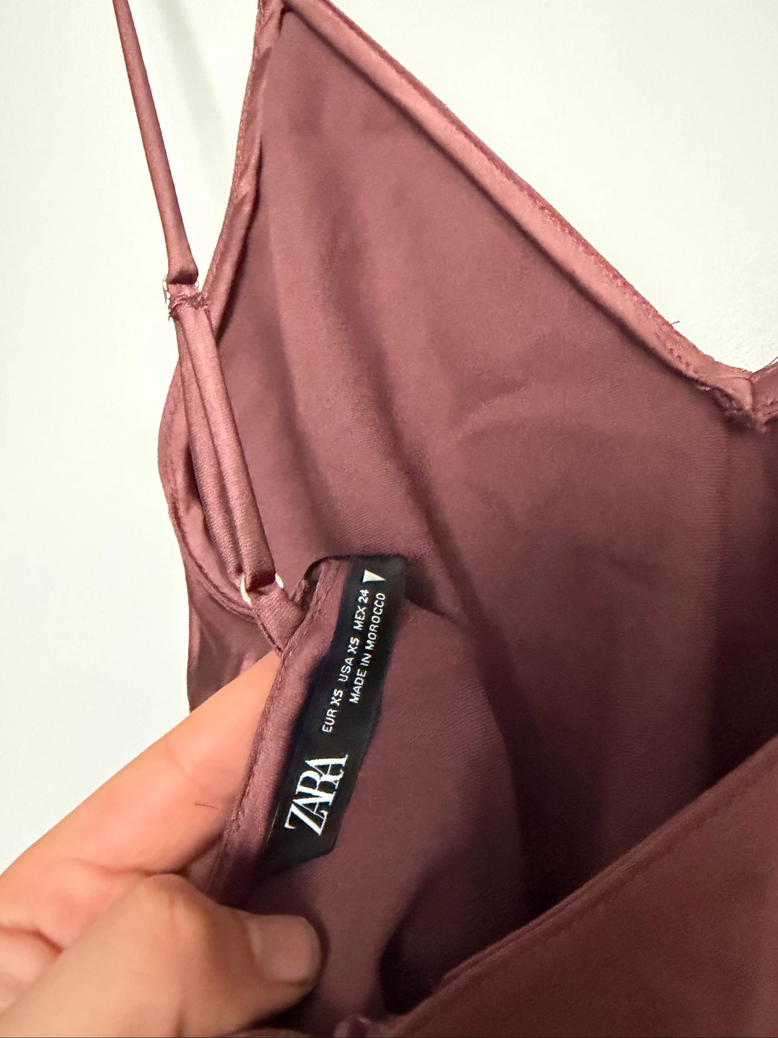 Vestido largo satinado Zara granate marrón – Talla XS – Nuevo con etiqueta – photo 5